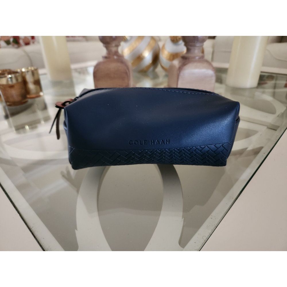 COLE HAAN Blue PVC Cosmetic Case Travel Pouch